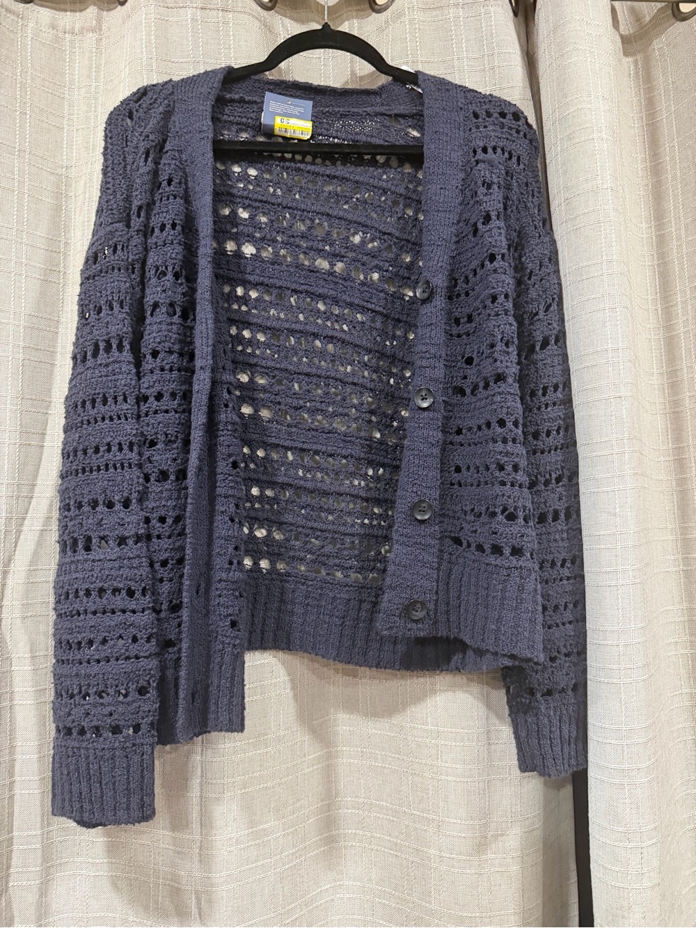Universal Thread Navy Open-Knit Button-Front Cardigan